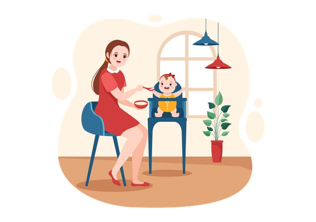 Baby-sitter avec des enfants  Illustration