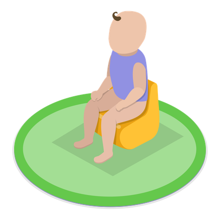 Baby sitting on toilet  Illustration