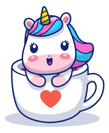 Baby unicorn in coffee mug Illustration