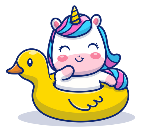 Baby unicorn on duck Illustration