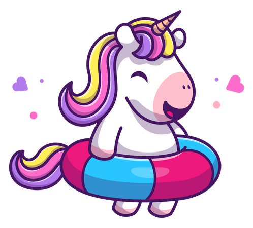 Baby unicorn swimming Illustration