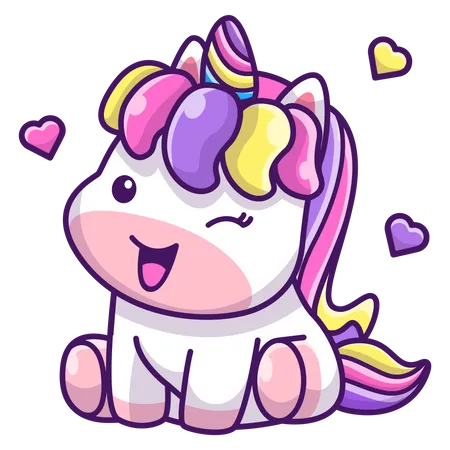 Baby Unicorn winking  Illustration