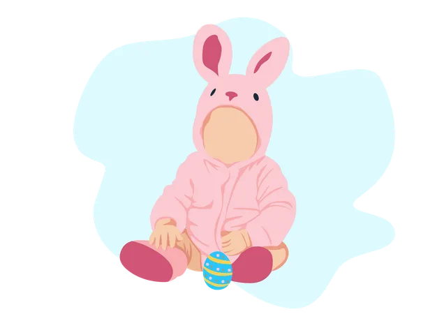 Baby with costume rabbit for Easter  Illustration