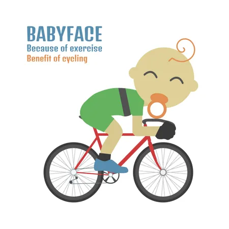 Cycliste au visage de bébé  Illustration