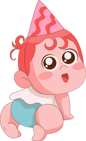 Babymädchen krabbeln im Hut  Illustration