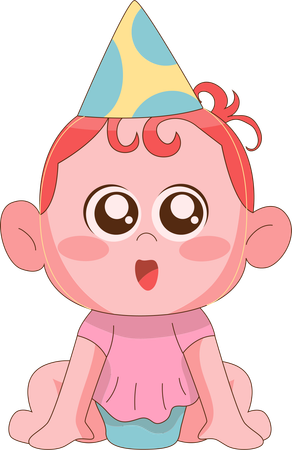 Babymädchen mit Hut  Illustration