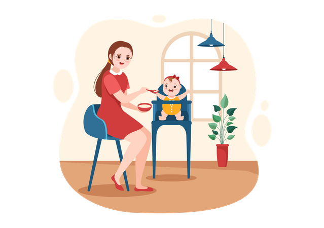 Babysitter with kids  Illustration