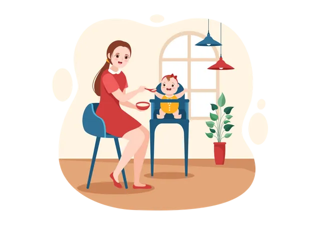 Babysitter with kids  Illustration