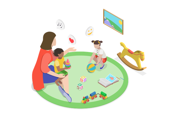 Babysitting and Daycare  Illustration