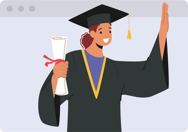 Bachelor-Mädchen mit Diplom-Zertifikat  Illustration