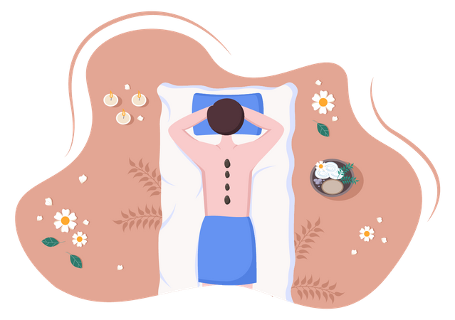 Back spa with healing stones Illustration