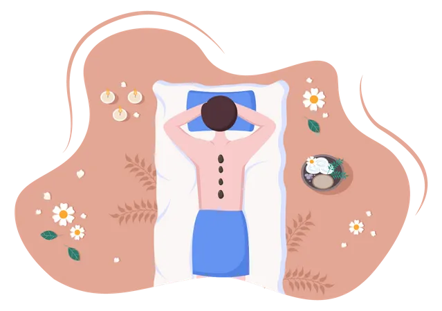 Back spa with healing stones  Illustration