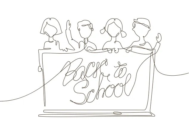Back To School - One Line Design Style Illustration Illustration