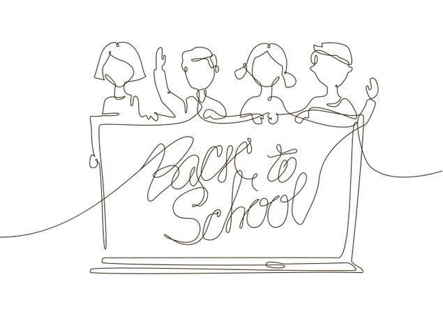 Back To School - One Line Design Style Illustration  Illustration