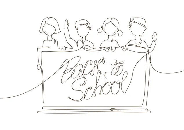 Back To School - One Line Design Style Illustration  Illustration