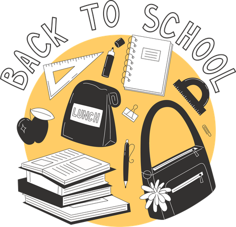 Back to School Poster with School Supplies  Illustration