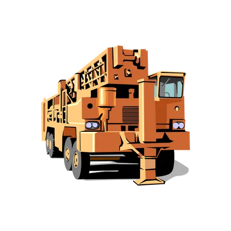 Back view of seismic vibrator vehicle  Illustration