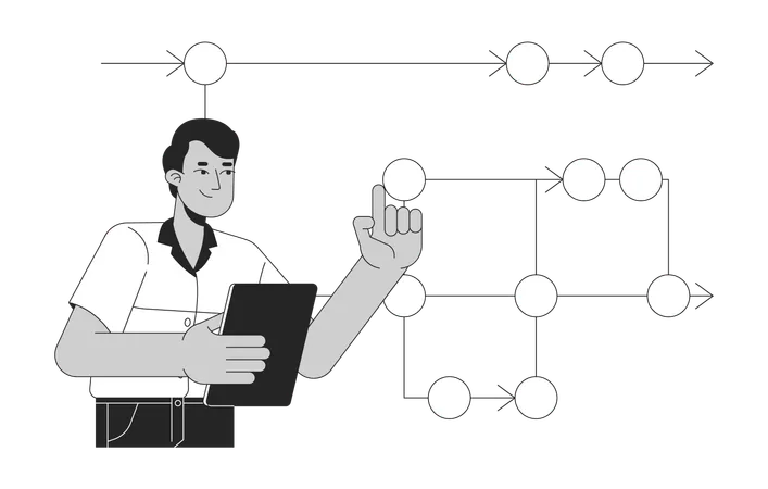 Backend developer working on structure map  Illustration