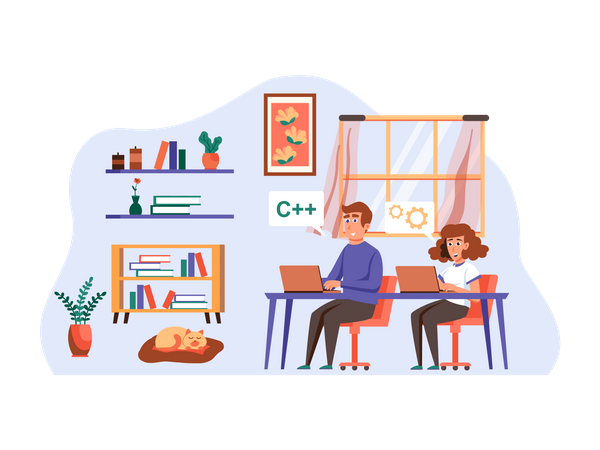 Backend-Entwickler bei der Programmierung  Illustration