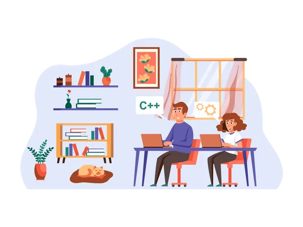 Backend-Entwickler bei der Programmierung  Illustration