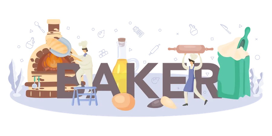 Bäcker arbeiten in Bäckerei  Illustration