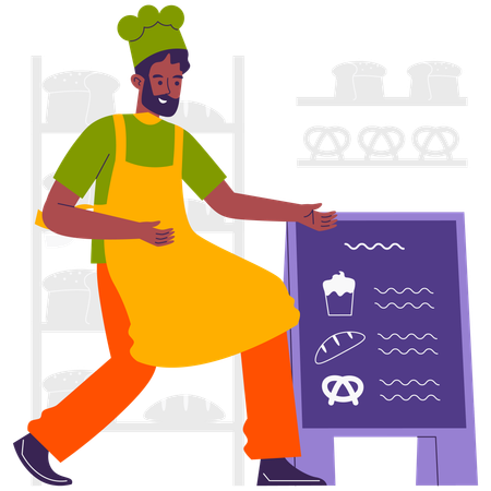 Vom Küchenchef zubereitetes Bäckereimenü  Illustration