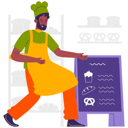 Vom Küchenchef zubereitetes Bäckereimenü  Illustration