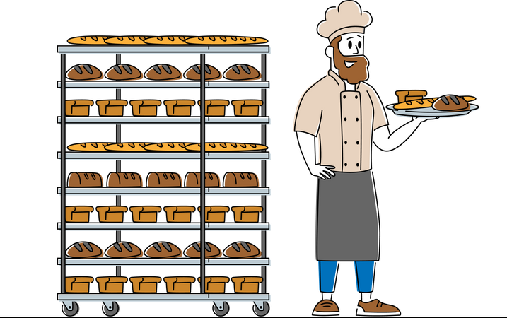 Produktion und Herstellung von Bäckereien und Backwaren  Illustration