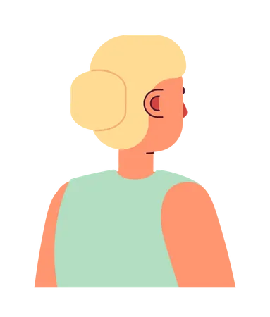 Backside Blonde Woman With Bun Hairstyle Semi Flat Color Vector Character Editable Figure Half Body Person On White Simple Cartoon Style Spot Illustration For Web Graphic Design And Animation Illustration