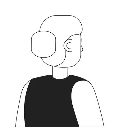 Backside Lady With Bun Hairstyle Monochromatic Flat Vector Character Linear Hand Drawn Sketch Editable Half Body Person Simple Black And White Spot Illustration For Web Graphic Design And Animation Illustration