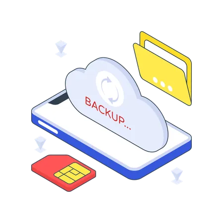 Backup de dados na nuvem  Ilustração