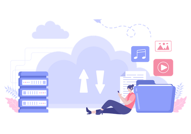 Backup de dados na nuvem  Ilustração