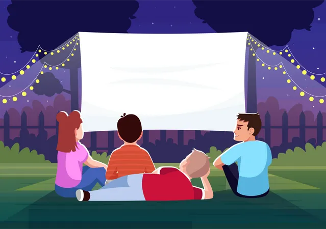Backyard cinema for kids Illustration