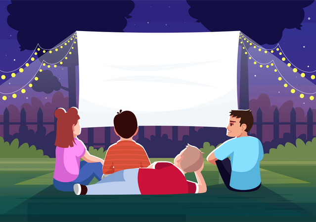 Backyard cinema for kids  Illustration