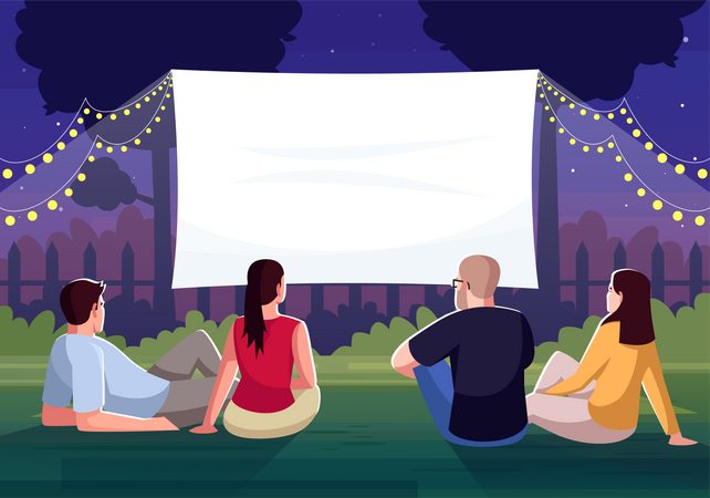 Backyard cinema watching  Illustration