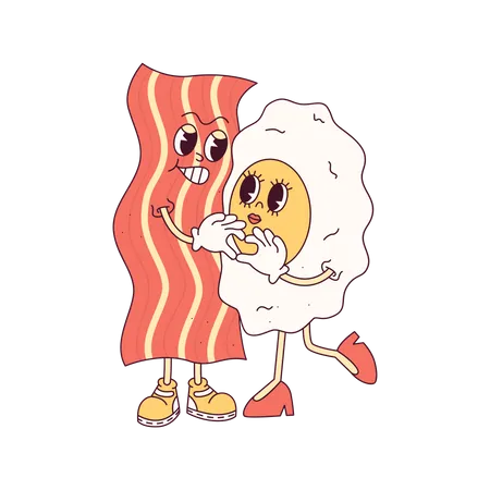 Bacon And Eggs Show Heart  Illustration