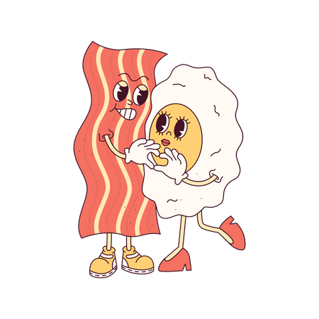 Bacon e ovos mostram coração  Ilustração