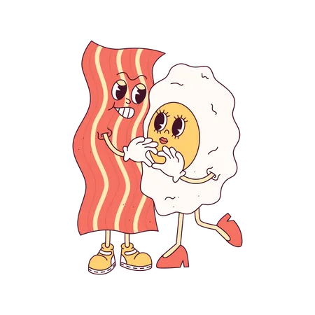 Bacon e ovos mostram coração  Ilustração