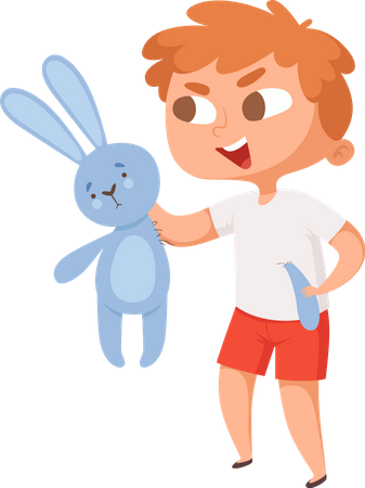 Bad Boy holding rabbit toy  Illustration