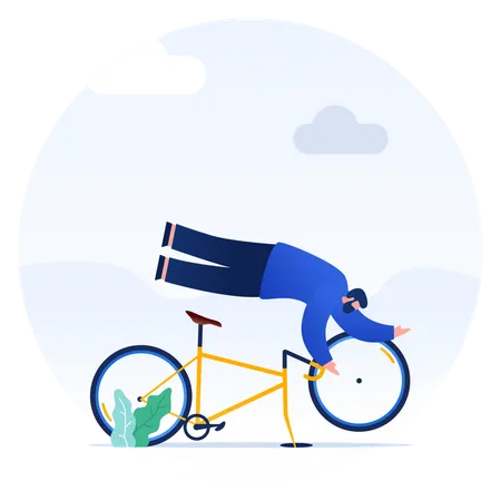 Illustration Of Man Falls From Bicycle Illustration