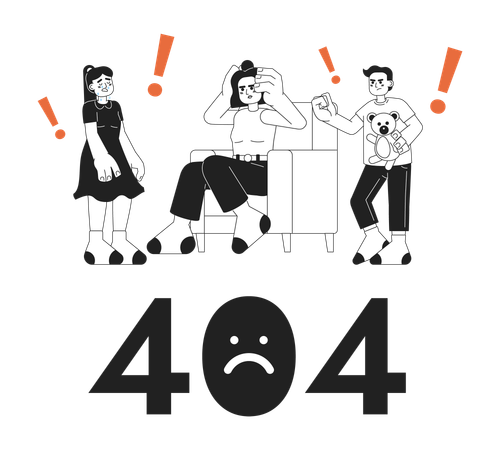 Bad parenting day black white error 404 flash message  Illustration