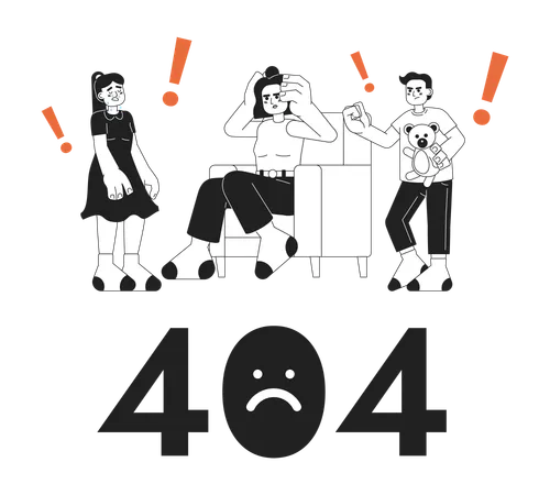 Bad parenting day black white error 404 flash message  Illustration