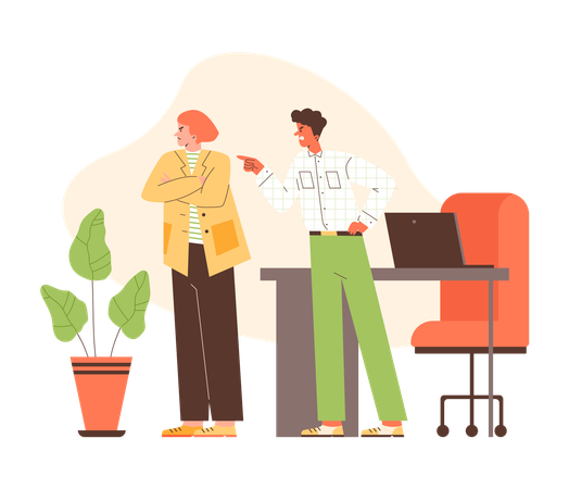 Bad relationships at work with arguing colleagues  Illustration