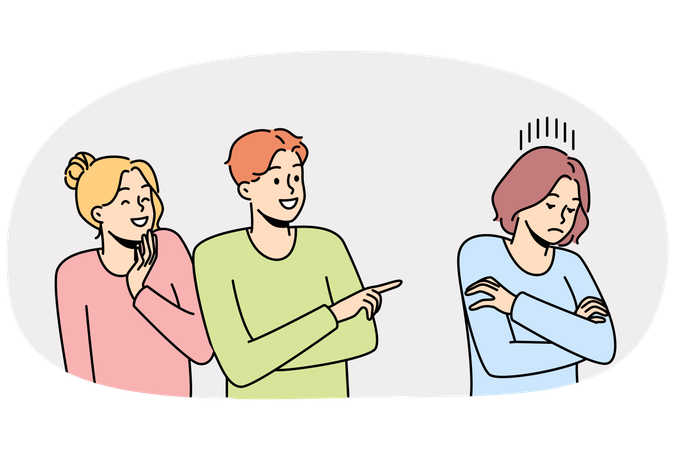 悪い生徒は女性の仲間について噂話をしていじめる  イラスト