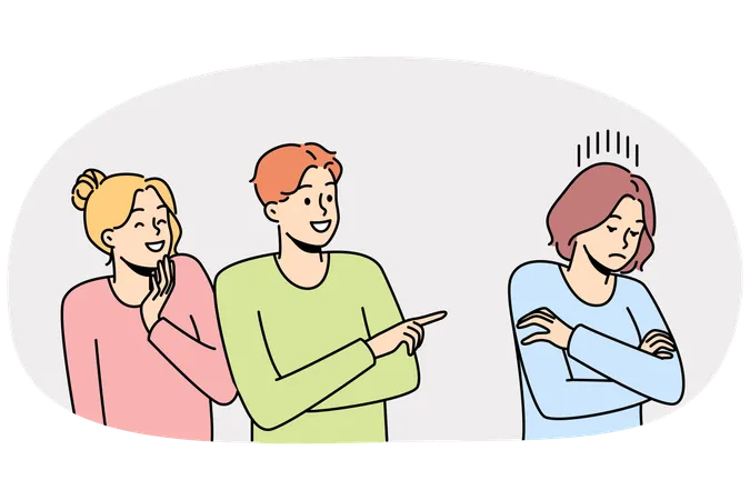 悪い生徒は女性の仲間について噂話をしていじめる  イラスト