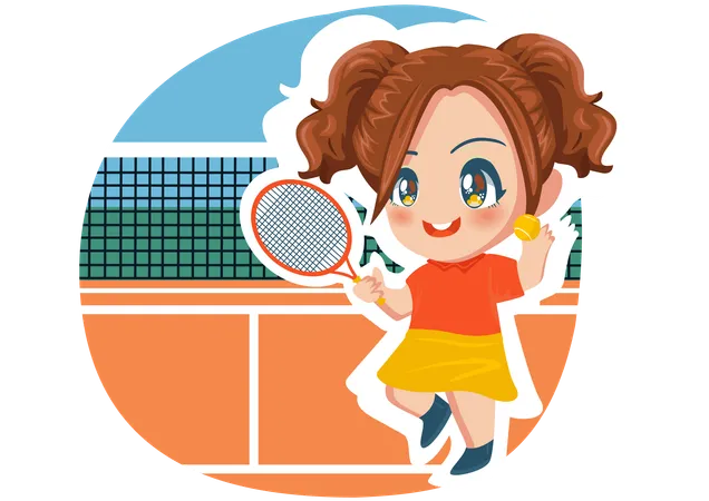 Badminton Chibi Girl Illustration Illustration