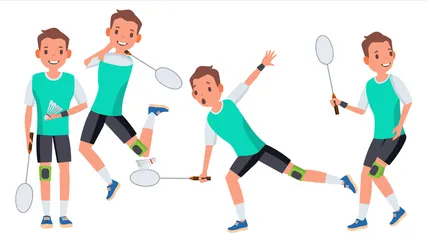 Badminton Player Illustration Pack