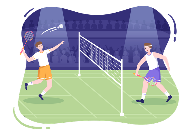Badminton Match Illustration