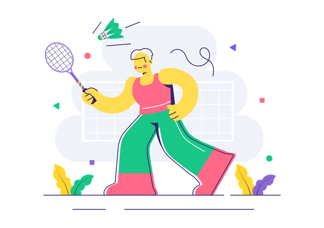 Badminton Player with racket  Illustration