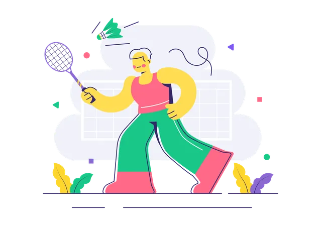 Badminton Player with racket  Illustration